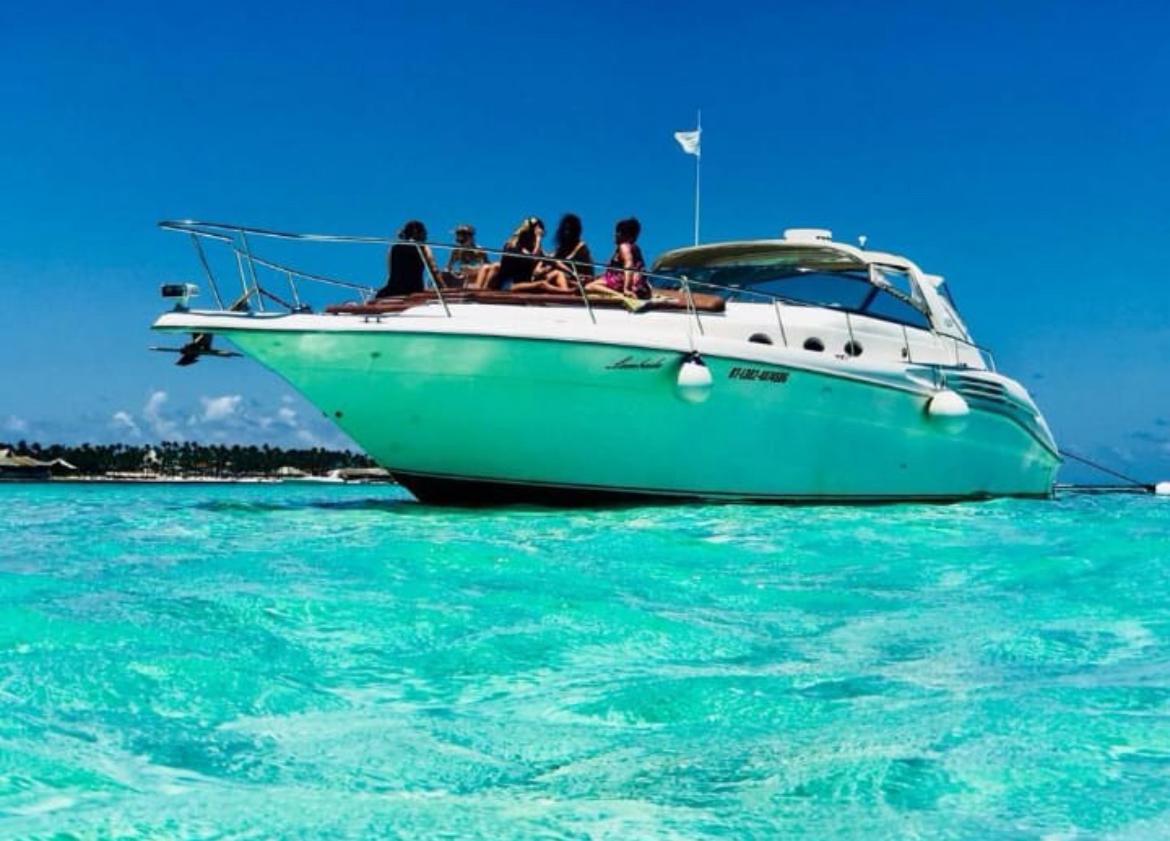 A boat on the clear Caribbean waters in Punta Cana